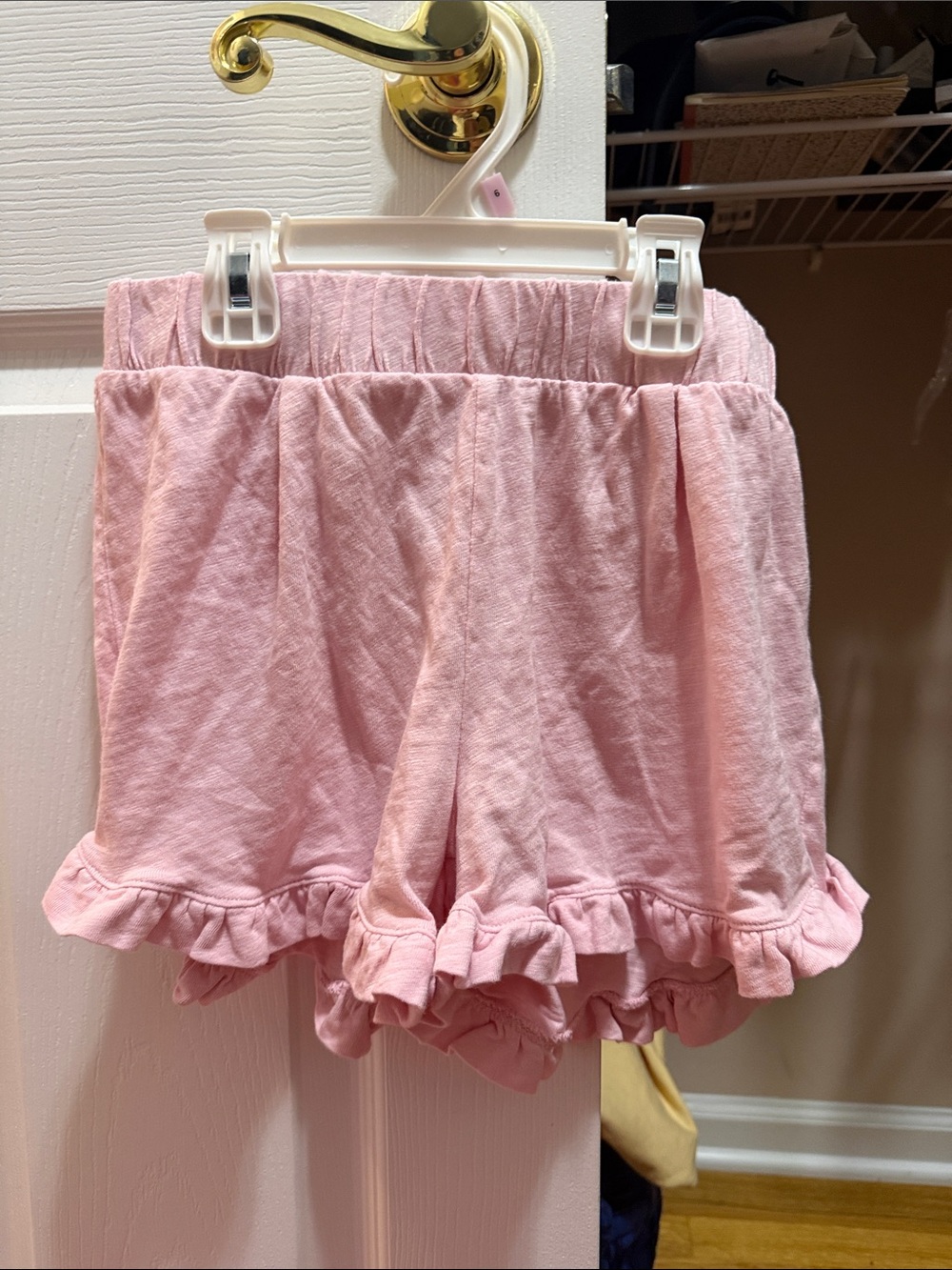 Girls Pink Ruffle Hem Shorts